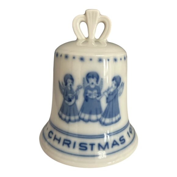 1973 Hutschenreuther Porcelain Christmas Bell – Blue & White Angel Design - Picture 3 of 5